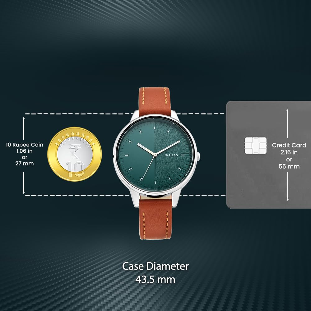 Titan Women's Precision Simplicity Analog Watch: Grey Gradient Dial with Leather Strap-2648SL01