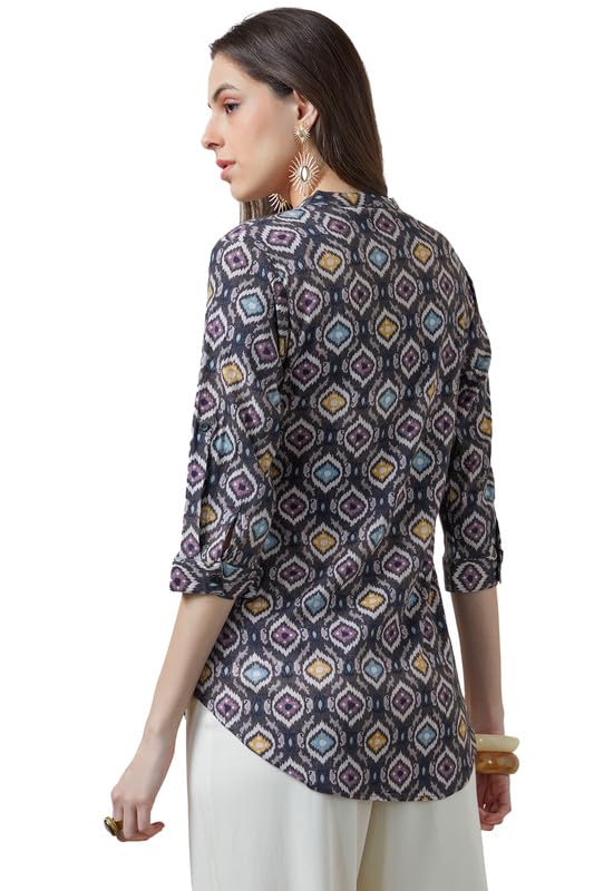 Soch Womens Charcoal Spandex Abstract Print Tunic