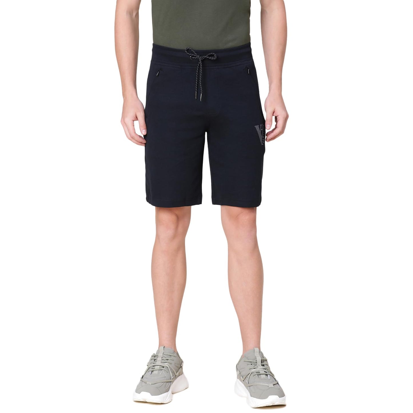 Van Heusen Athleisure Men Knit Shorts - Cotton Rich - Smart Tech, Easy Stain Release, Anti Stat, Ultra Soft, Quick Dry_50002_Black_L
