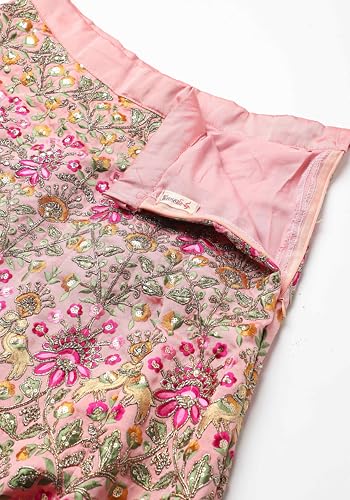 AG Clothing Women's Silk Semi Stitched Lehenga Choli With Dupatta | Heavy Embroidery Pattern | Traditional, Wedding, Ethnic Wear Lehenga (ZC-m7108-Pink)