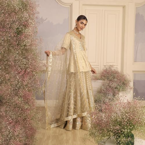 Biba Women's Viscose Lehenga Set (SKDZARI10202AW25BEG_Beige_36)