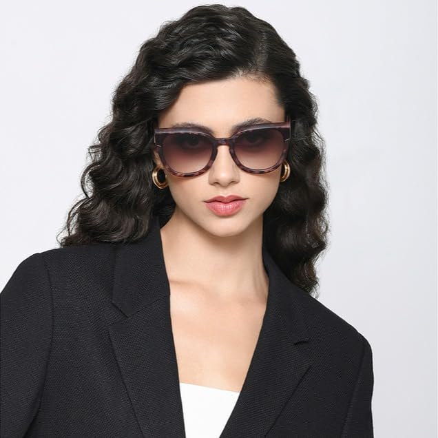 Vincent Chase By Lenskart | Tortoise-Brown Full Rim Cat Eye | STARDUST | Branded Latest and Stylish Sunglasses | Polarized and 100% UV Protected | For Women | Large | VC S16930