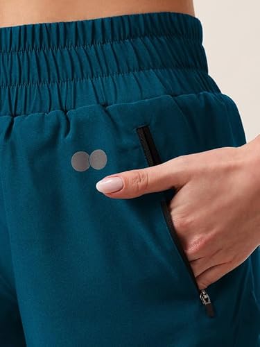 Clovia Women's High Waist Running Activewear Shorts (AB0138G08_Navy Blue_XXL)