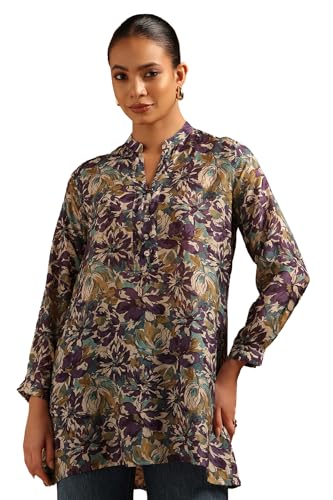 Soch Womens Purple Silk Berry Floral Tunic
