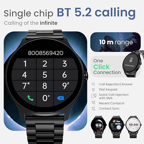 GOBOULT Rover Pro Smartwatch 1.43'' AMOLED, BT Calling 5.3, 1000 Nits Brightness, IP68, 150+ Watchfaces, 120+ Sports Modes, AI Voice Assistant, SpO2 Monitoring (Coal Black)