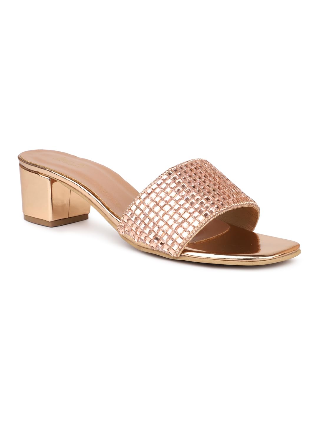 Inc.5 Women Rose Gold Embellished Block Heels