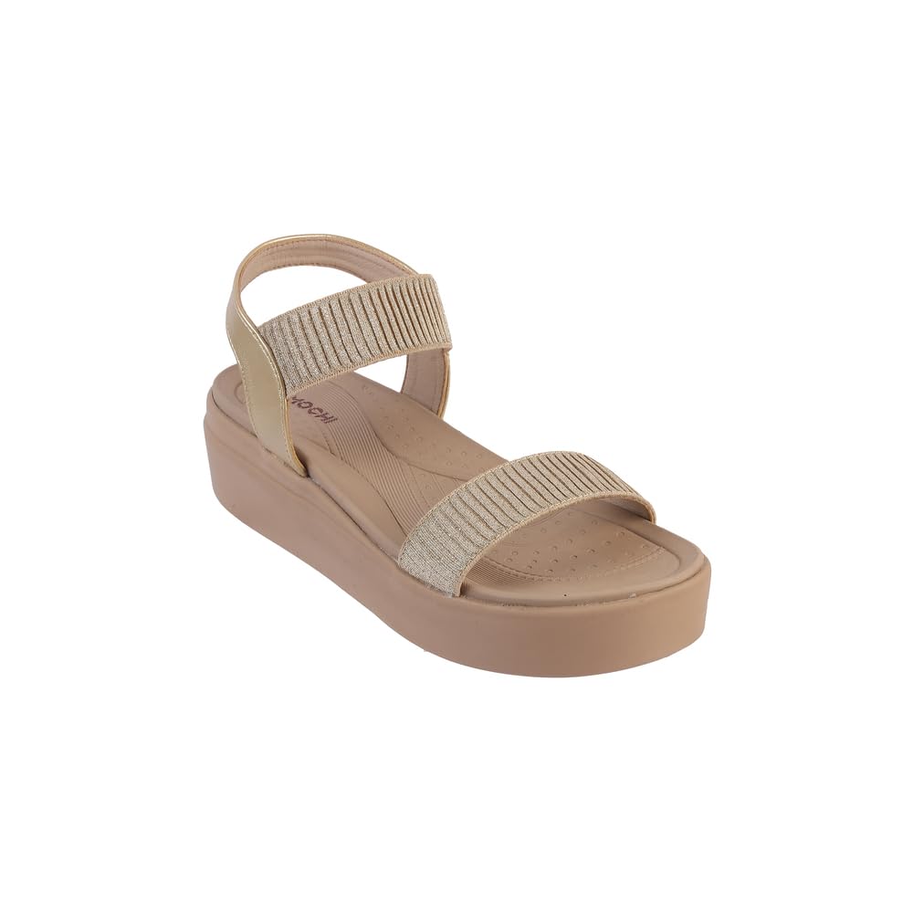 Mochi Women Gold Wedge Heel Comfort Sandal UK/6 EU/39 (34-924)