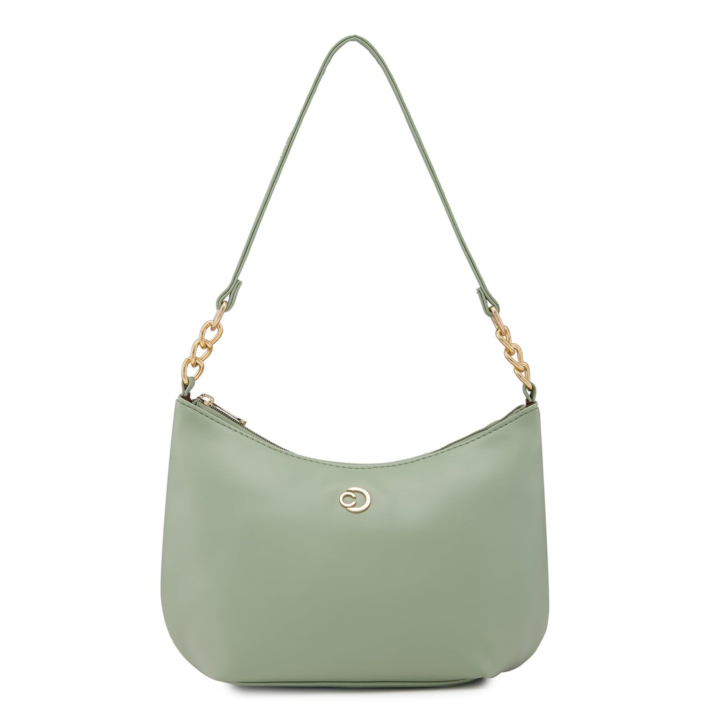 Caprese Perline Baguette, Mint-Medium | Stylish Solid Designed Handbag for Women with Spacious Compartment | Secure Top Zip | Perfect for Casual/Party & Daily Outings