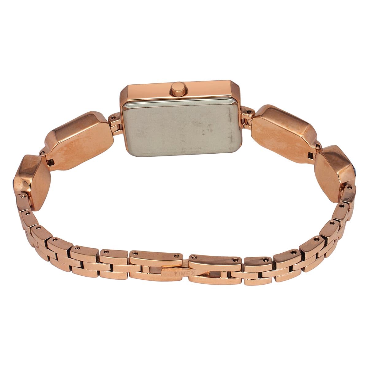 TIMEX Fria Analog Watch for Women with Blue Rectangle Dial & Rose Gold Brass Bracelet Band Water Resistant Women's Wrist Watches - TWEL16900
