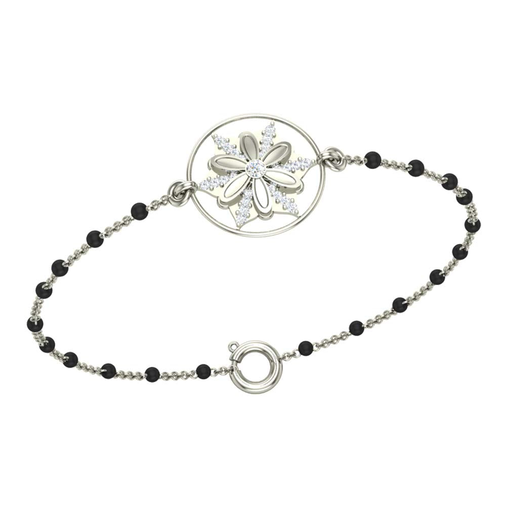 DISHIS 14K White Gold and Diamond Bracelet for Men and Women