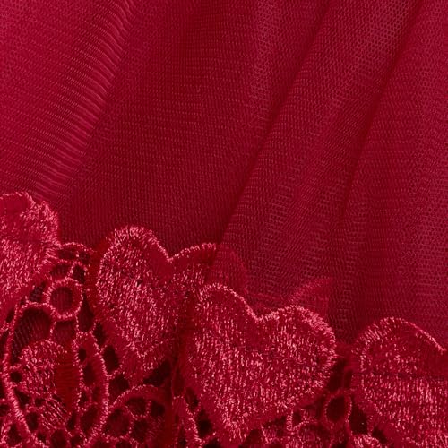 Hopscotch Girls Floral Applique Sleeveless Slim Fit Party Dress in Red Color for Ages 3-4 Years