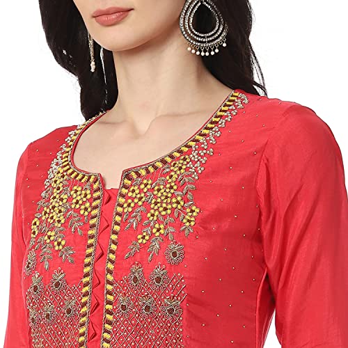 BIBA WOMEN FABRIC(RTS RC E1562_MAROON_FREE)