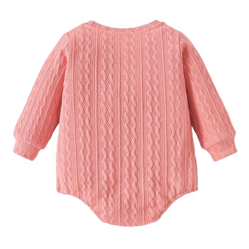 Hopscotch Baby Girls Textured Print Full Sleeves Pink Bodysuits For Ages (18-24 Months)