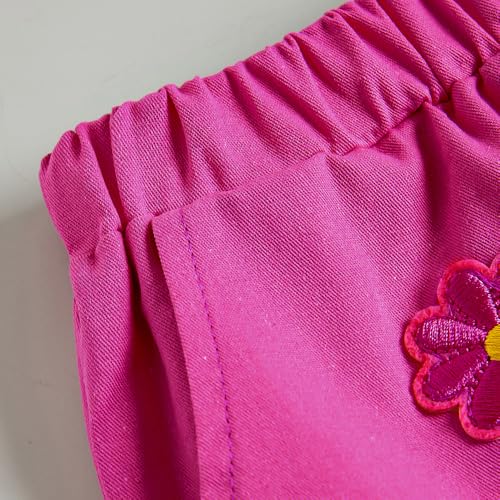 Hopscotch Girls Puff Sleeves Fuchsia 2-Pc Blossom Blouse & Shorts with Handbag (3-4 Years)