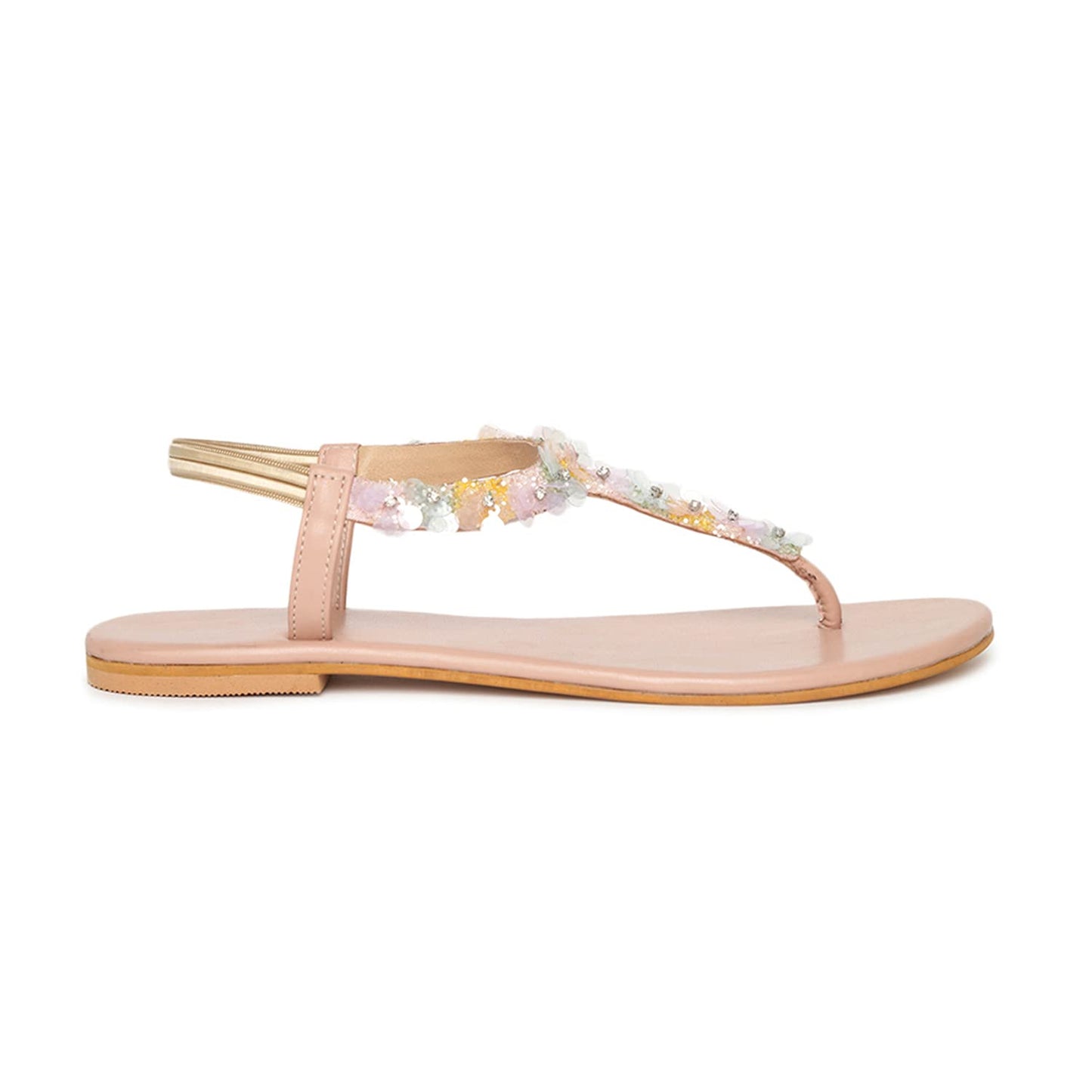 Marc Loire Women's Floral Embellished Pair of Fashion Flat Sandals (Multi, numeric_8)