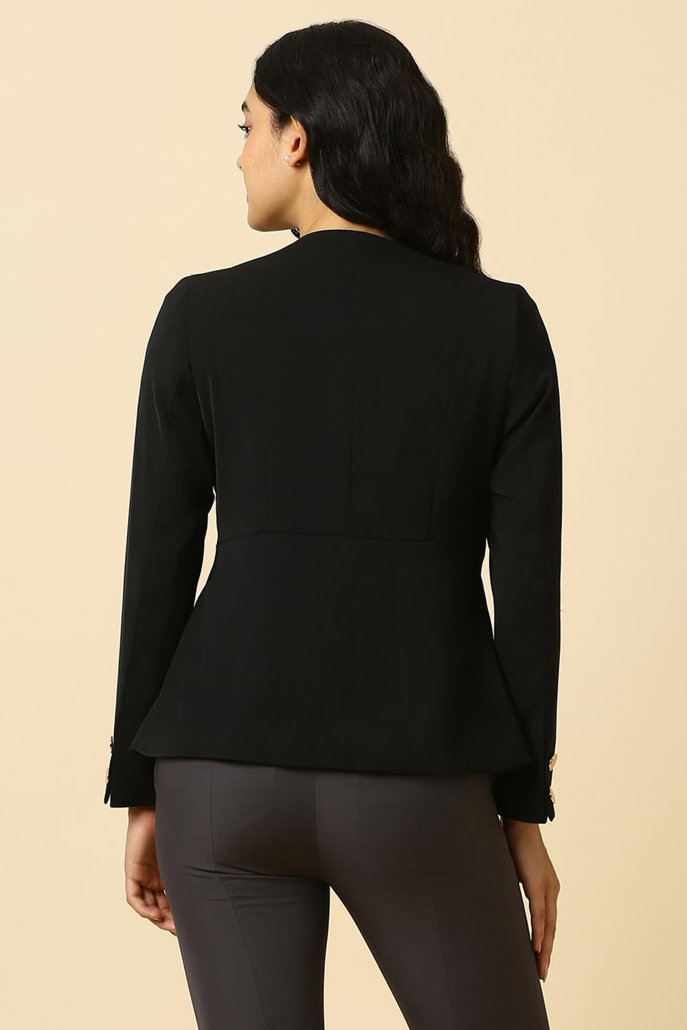 Allen Solly Women's Blazer (AHBZERGFA39435_Black