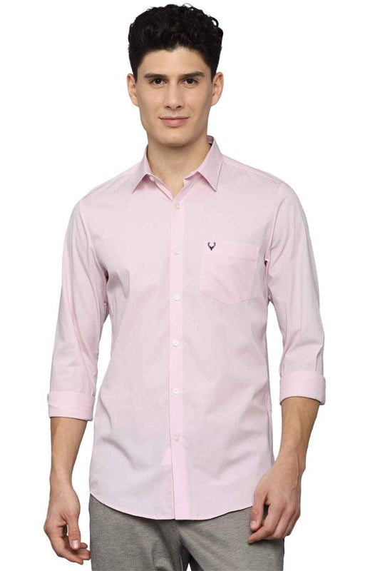 Allen Solly Men's Solid Regular Fit Shirt (ASSFQMOBR94155_Pink 42)