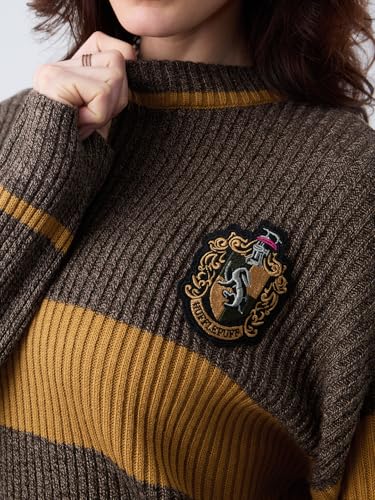 The Souled Store Harry Potter: The Kind Kin Women and Girls Full Sleeves Round Neck Brown Typography Printed Acrylic Oversized Fit Ribbed Texture Pullover Sweater