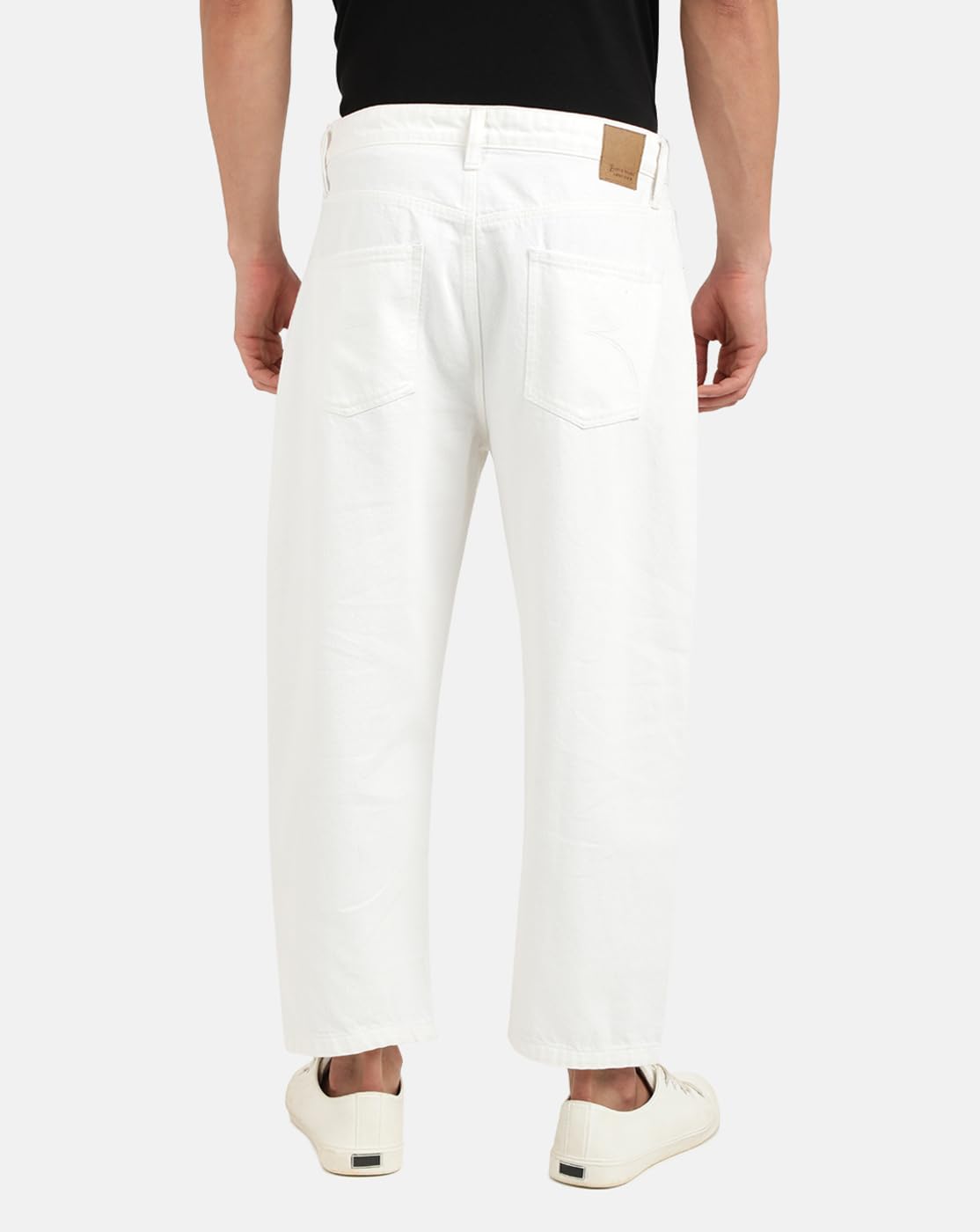 BENE KLEED Jeans for Men|Men White Loose Relaxed Fit Solid Cropped Jeans | 100% Cotton Trendy and Casual