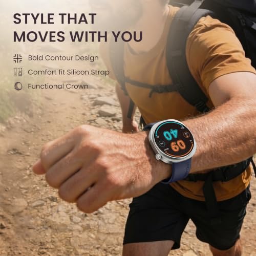 Fastrack Revoltt FR3 Pro Smartwatch with 1.43” AMOLED Display,Dynamic 60Hz Refresh,Nitrofast Charging,HRM,SpO2,Sleep,Multiple Menu Style,Functional Crown,IP68, BT calling,24/7 Health Suite - Dark Blue