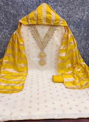 Leeli Peeri Designer Women's Simmer Silk Coding Work Unstitched Salwar Suit Dress Material