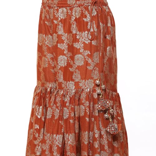 BIBA Women YARNDYED Straight SALWAR KURTA DUPATTA(SKDBANARASI8969_RUST_34)