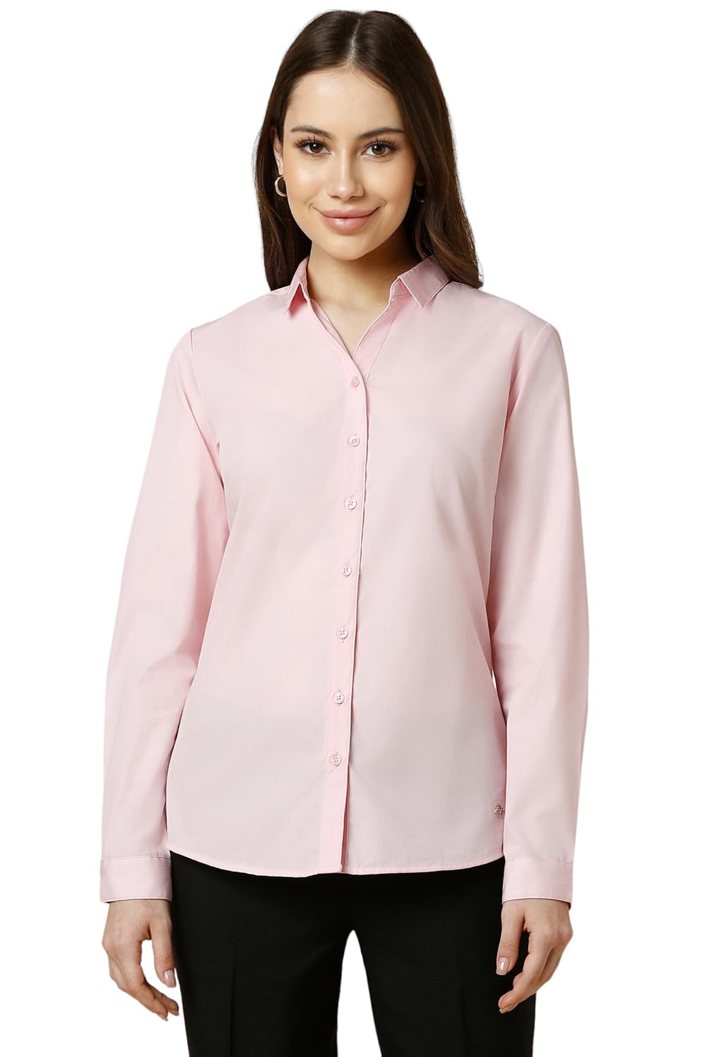 Allen Solly Women's Solid Classic Fit Shirt (AHSFWRGPK24311_Pink