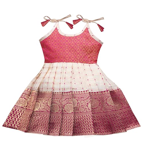 Lehnvel Baby Girl's Pattu Pavadi Tapeta Silk Readymade Frock