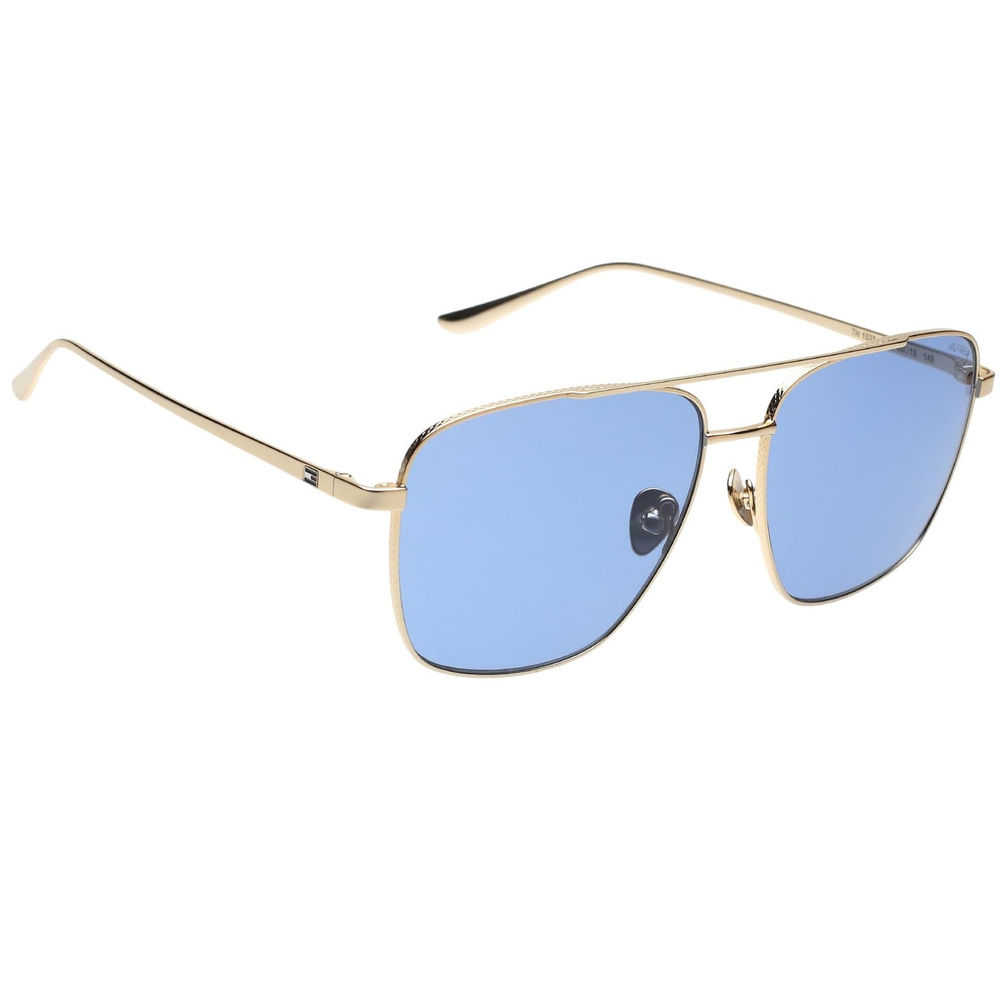 Tommy Hilfiger|Gold Full-rim Frame Square Sunglasses|100% UV Protected (Uv 400) Blue Lens|Men's | Large | TH 1533 C9 60 S