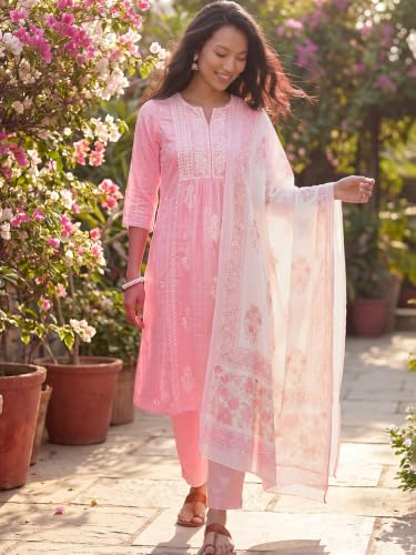 Max Women Embroidered A-line Kurta Set(Pink_XL)