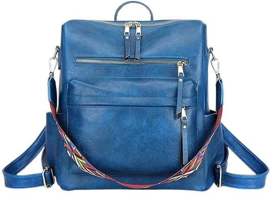 TrueArch Premium Leatherate Drycoat Convertible Practical Solutions Backpacks Designed to Enhance Your Daily Adventures (Blue)