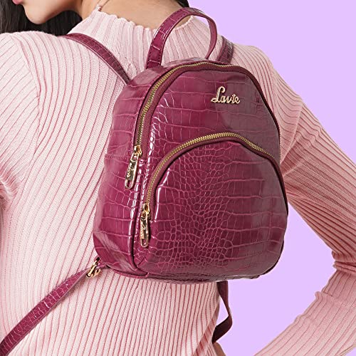 Lavie Glossy Croco Mini Backpack For Women's