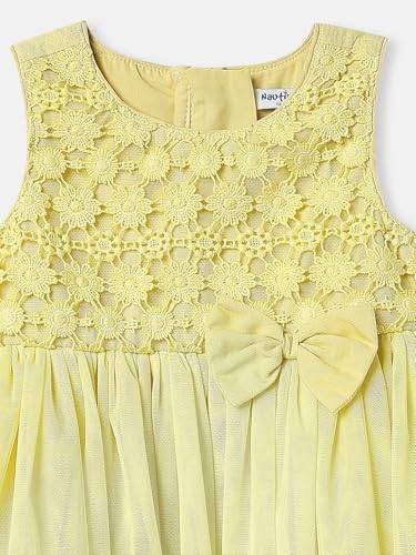 nauti nati Girl's Polyester A-Line Knee-Length Casual Dress (NNNGTW060066CW2_Yellow