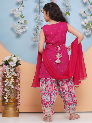 Bitiya By Bhama Girls Yoke Design Pure Cotton Straight Kurta With Salwar & Dupatta(TKS225_5-6Y)