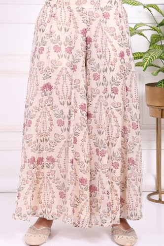 W for Woman White Floral Embroidered Cotton Straight Kurta with Flared Pant and Dupatta Set - (WS12938-223833-M)