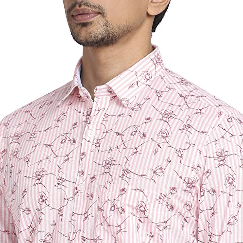 Color Plus Men's Full Sleeve Tailored Fit Medium Red Casual Shirt