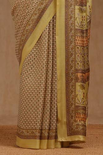 Soch Womens Yellow Art Silk Floral Print Saree