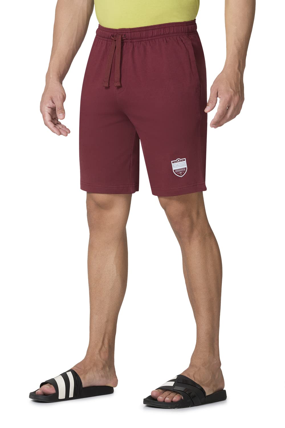 Van Heusen Men Shorts - 100% Combed Cotton - Drawstring Waist, Functional Pockets_57001_Wine_S