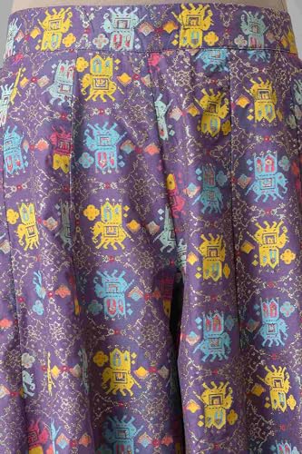 W for Woman Cotton Purple Printed Flared Culottes Divided Skirt