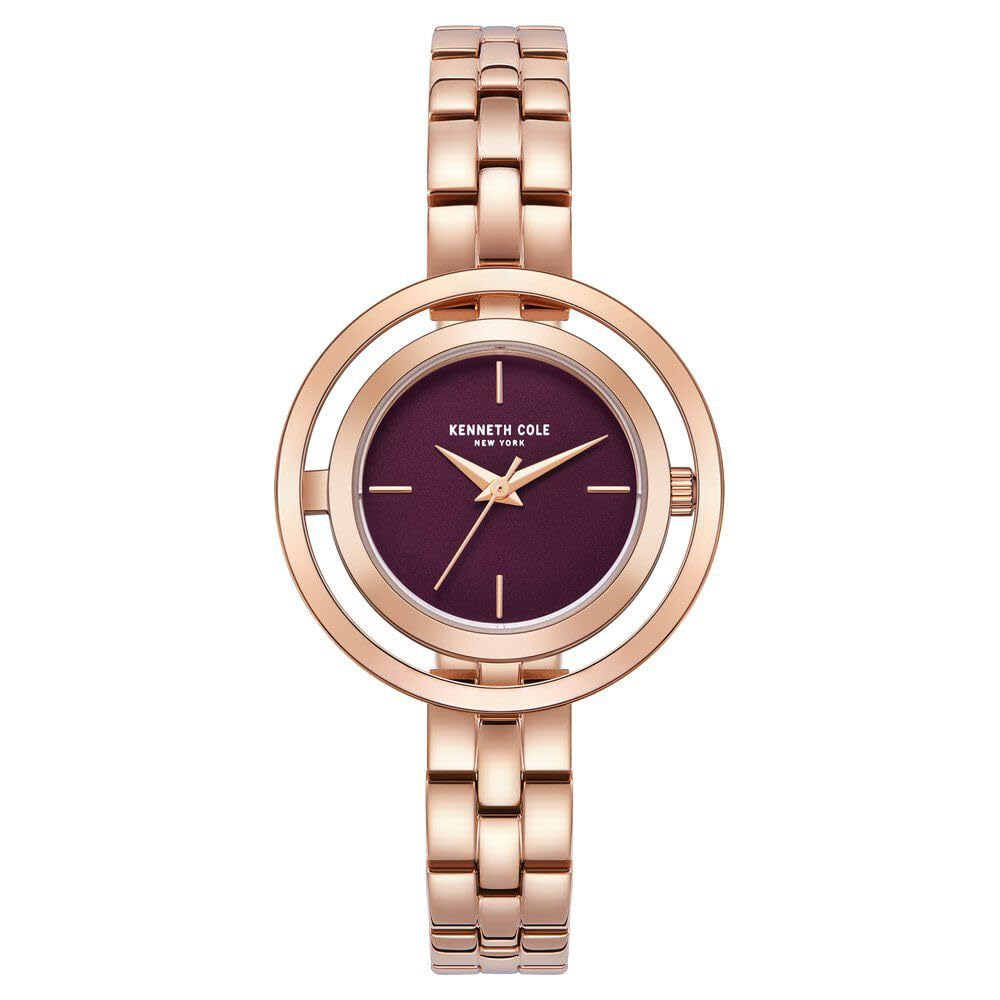 Kenneth Cole Quartz Analog Purple Dial Stainless Steel Strap Watch for Women-KCWLG2237102LD