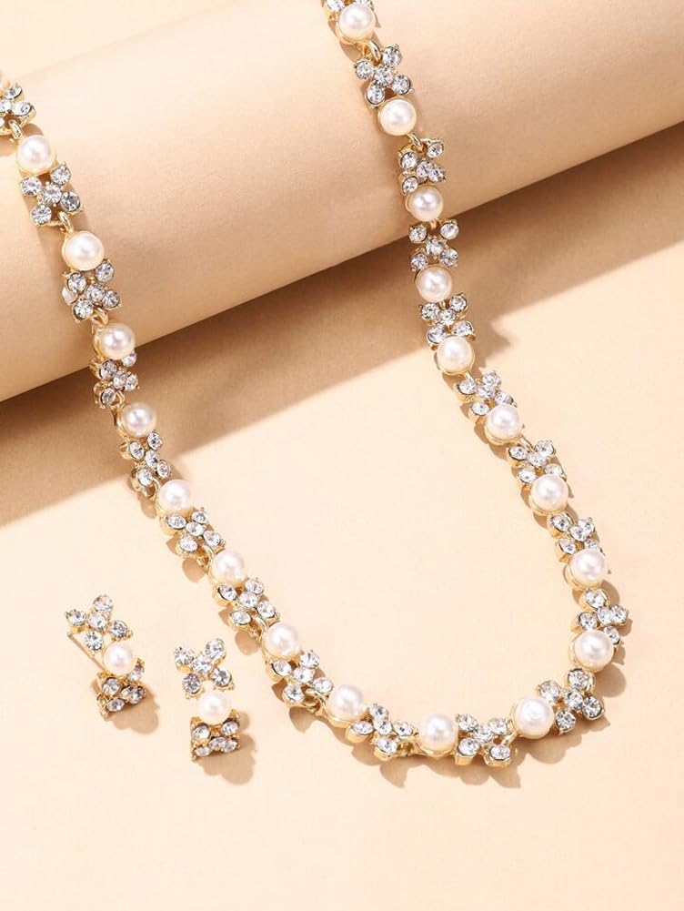 Shining Diva Fashion Necklace Jewellery Set for Women Latest Stylish Design Fancy Pearl Choker (15219s)