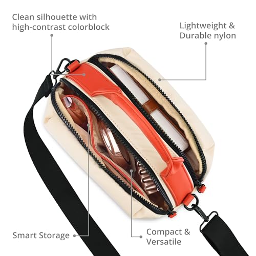 Fastrack Sling Bag for Men & Women | Medium Nylon Sling with Colorblock Design, Zipper Closure, Webbing Strap & Detachable Sling | 2 Compartments with Internal Utility Pockets for Everyday Use