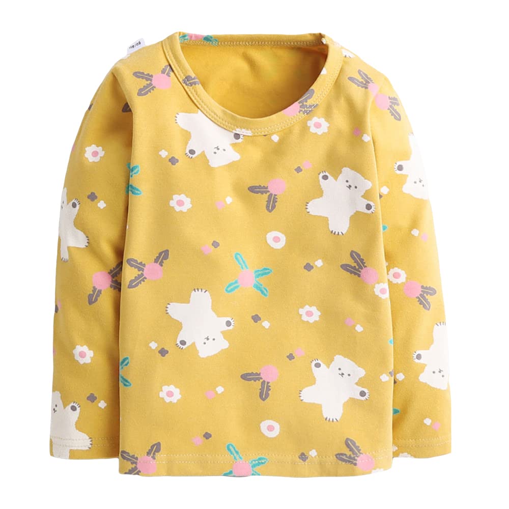 Hopscotch Cotton Unisex Animal Print Top Pajama Set In Mustard Color For Ages 12-24 Months