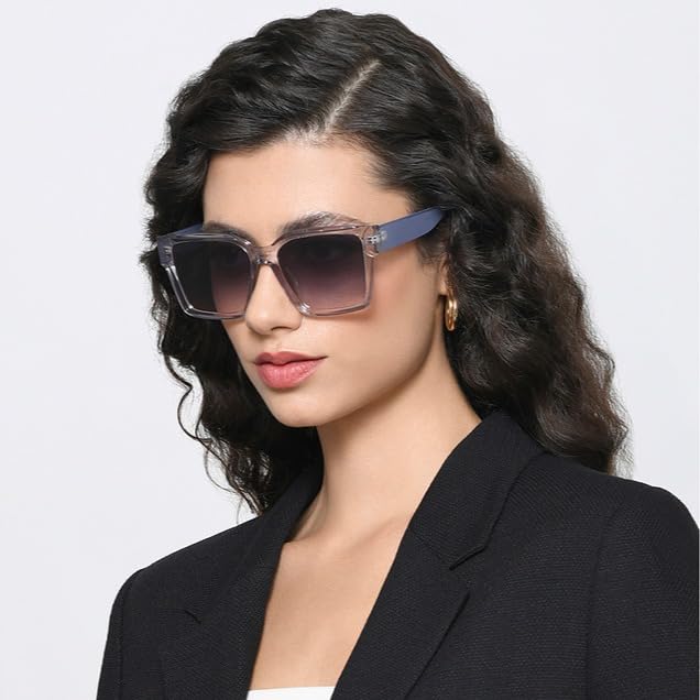 VINCENT CHASE EYEWEAR By Lenskart|Transparent-Dual Tone Full Rim Square|Stardust|Branded Latest And Stylish Sunglasses|Polarized And 100% Uv Protected|For Women|Large|Vc S16910