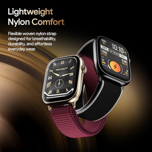Fire-Boltt Ninja X Ring Smart Watch 1.96" Always On Display Bluetooth Calling, Voice Assistant, SpO2 & Heart Rate, 120+ Sports Modes, IP67 Waterproof Smartwatch for Men & Women - Black Nylon