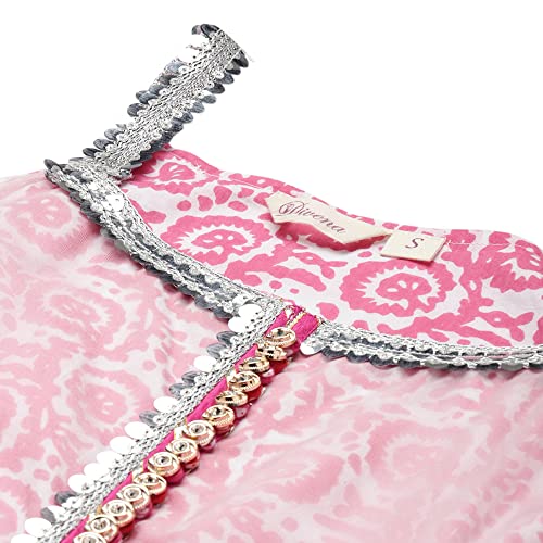 Divena Pink Cotton Sleeves less Anarkali Sharara set with Dupatta