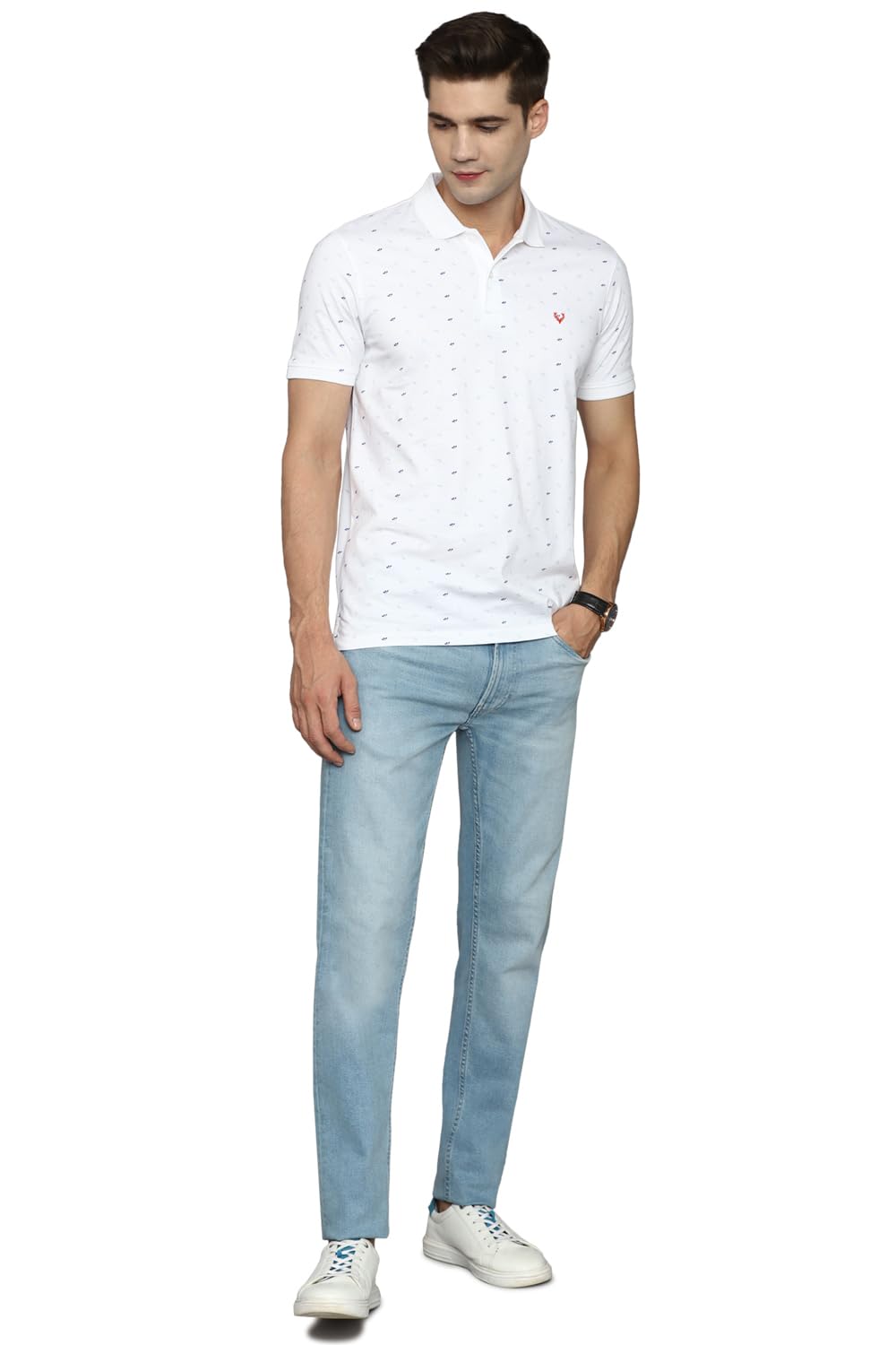 Allen Solly Cotton Men's Regular Fit T-Shirt (ASKPCURGFJ75298_White XL)