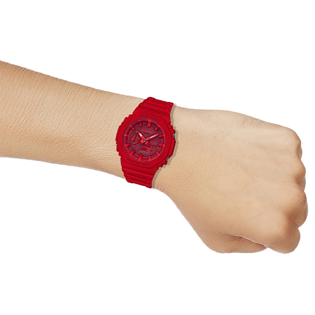 Casio G-Shock GA-2100-4ADR Analog-Digital Red Dial Men Watch Red Resin Strap (G988)