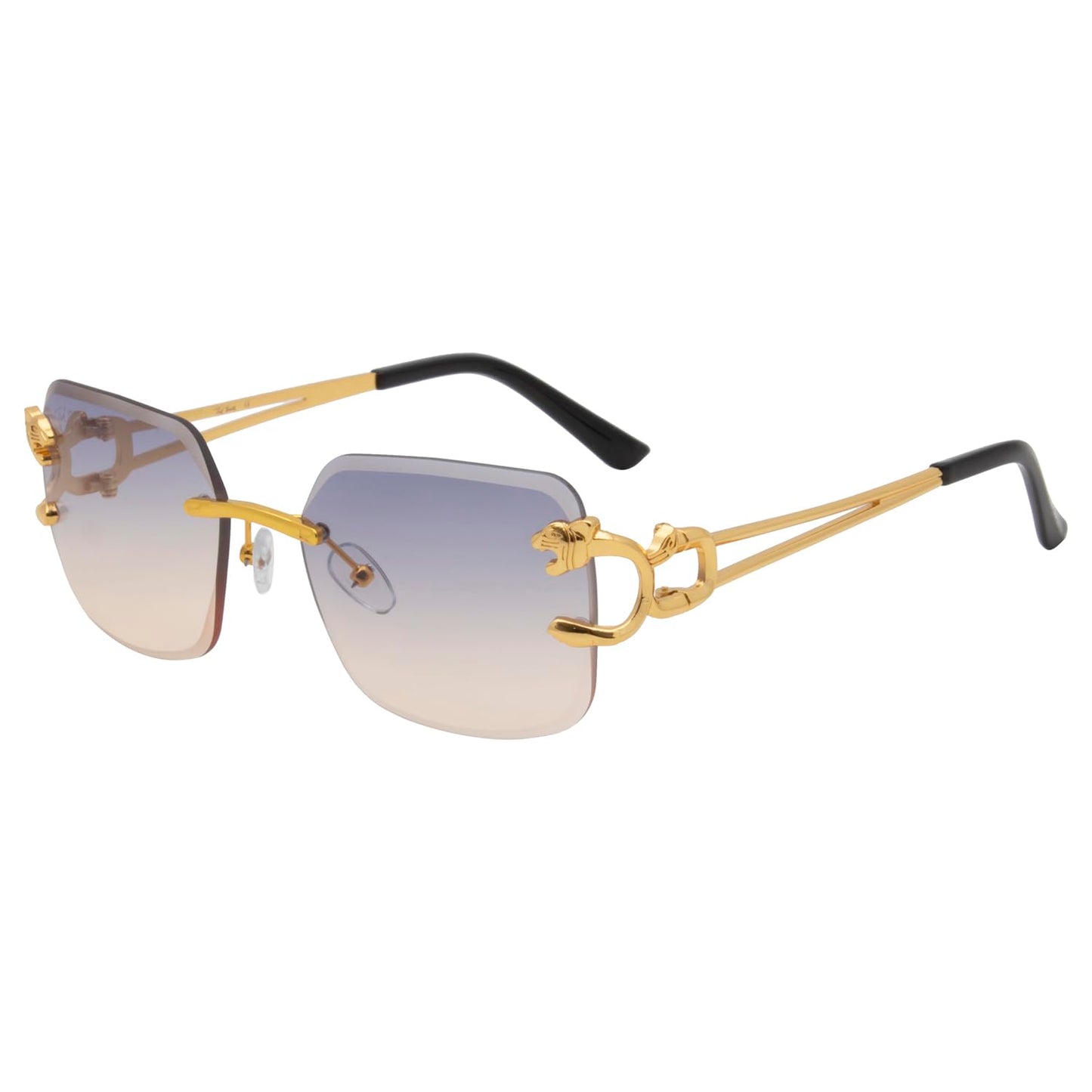 Ted Smith Men's Women's UV Protection Blue Yellow Lens Gold Square Sunglasses