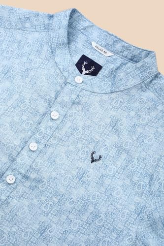 Boys Light Blue Print Casual Shirt